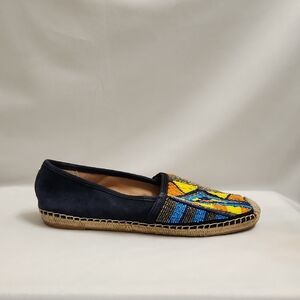 Sam Edelman Maris Colorful Beaded Aztec Tribal Suede Espadrilles (W Size 7.5)